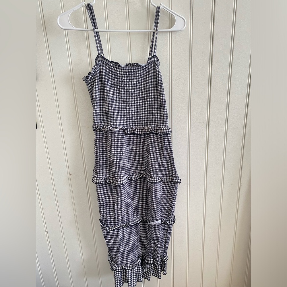 Fitted checkered long dress